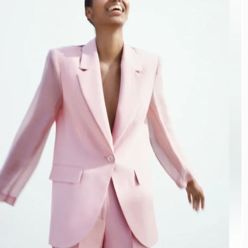 ZARA Chic & Timeless Pink Blazer Size L - Picture 2 of 10